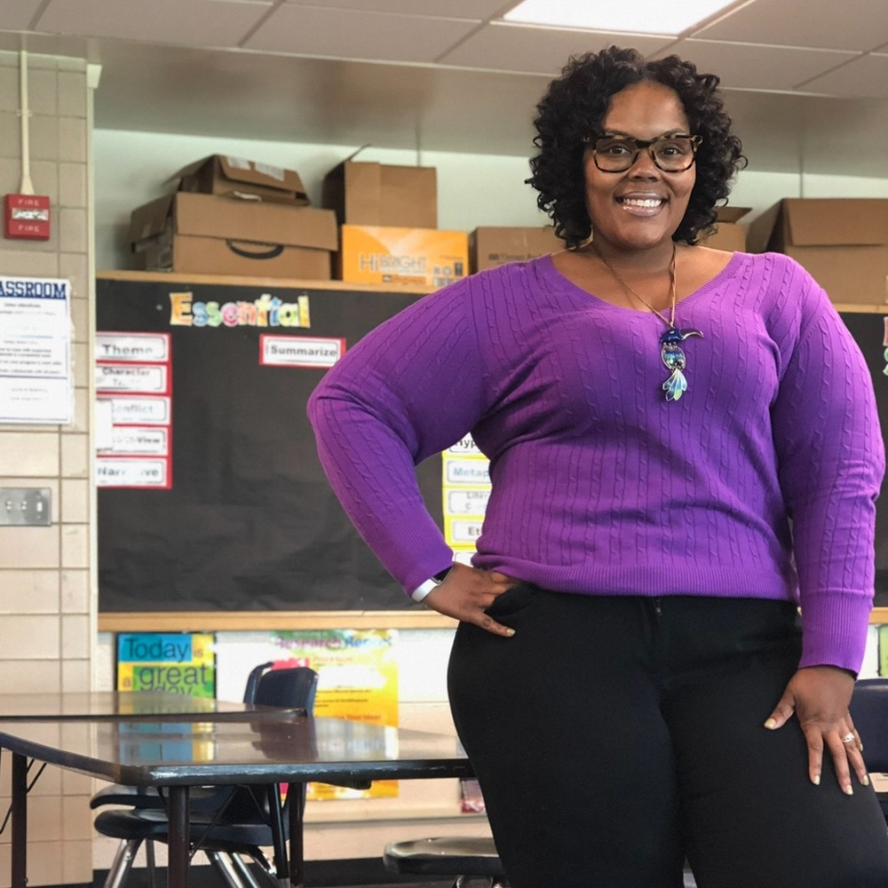 Purple cable knit sweater